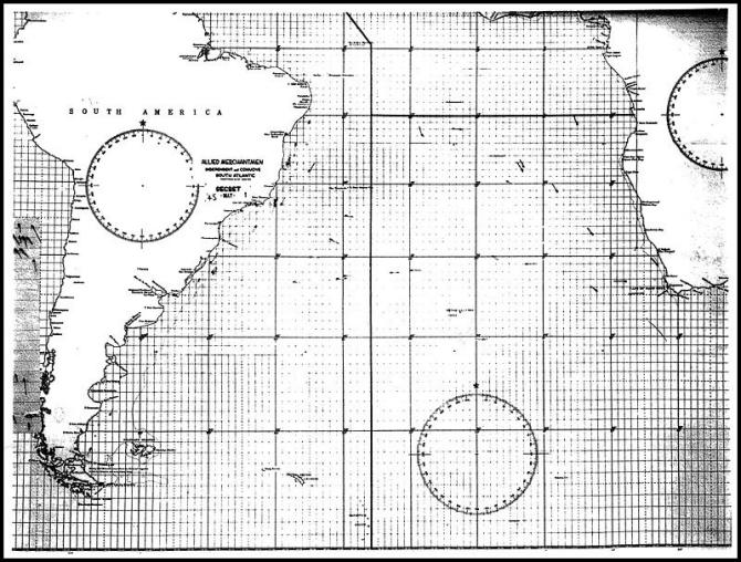 Photo: Merchant Ship Wall Chart, South Atlantic, 1May45.
