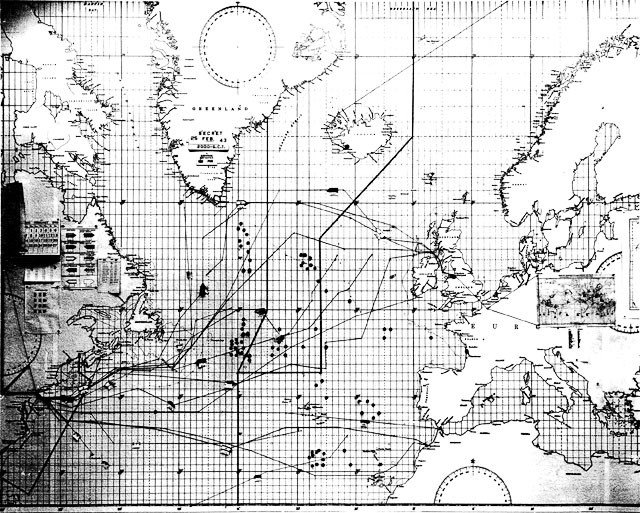 Photo: Convoy Wall Chart - North Atlantic Convoys, 25Feb43 (Note: ON-166).
