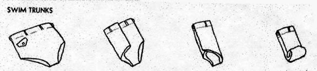 Drawing of how to fold a pair of swim trunks