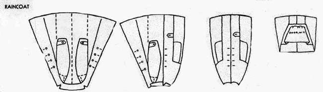 Drawing of how to fold a raincoat