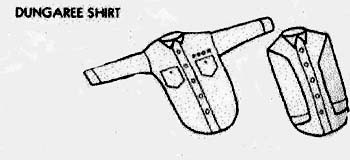 Drawing of how to fold a dungaree shirt