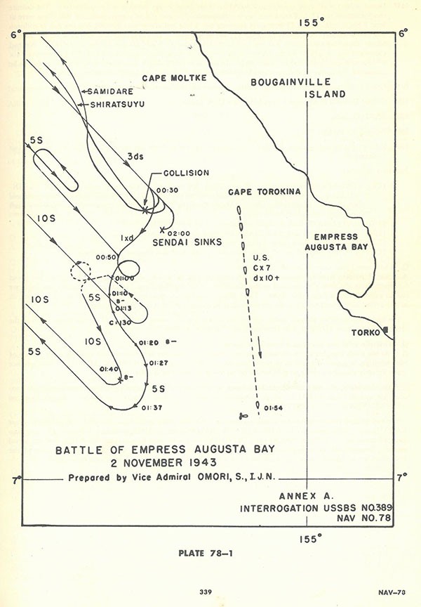 Plate 78-1: shows Battle of Empress Augusta Bay, 2 November 1943, Annex A.