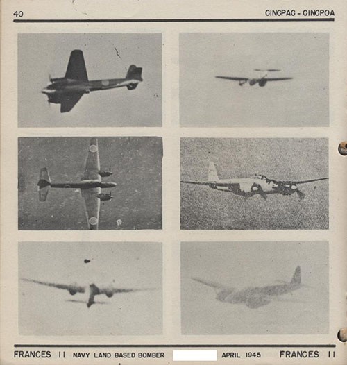 Six images of FRANCES 11 Navy Land Based Bomber.