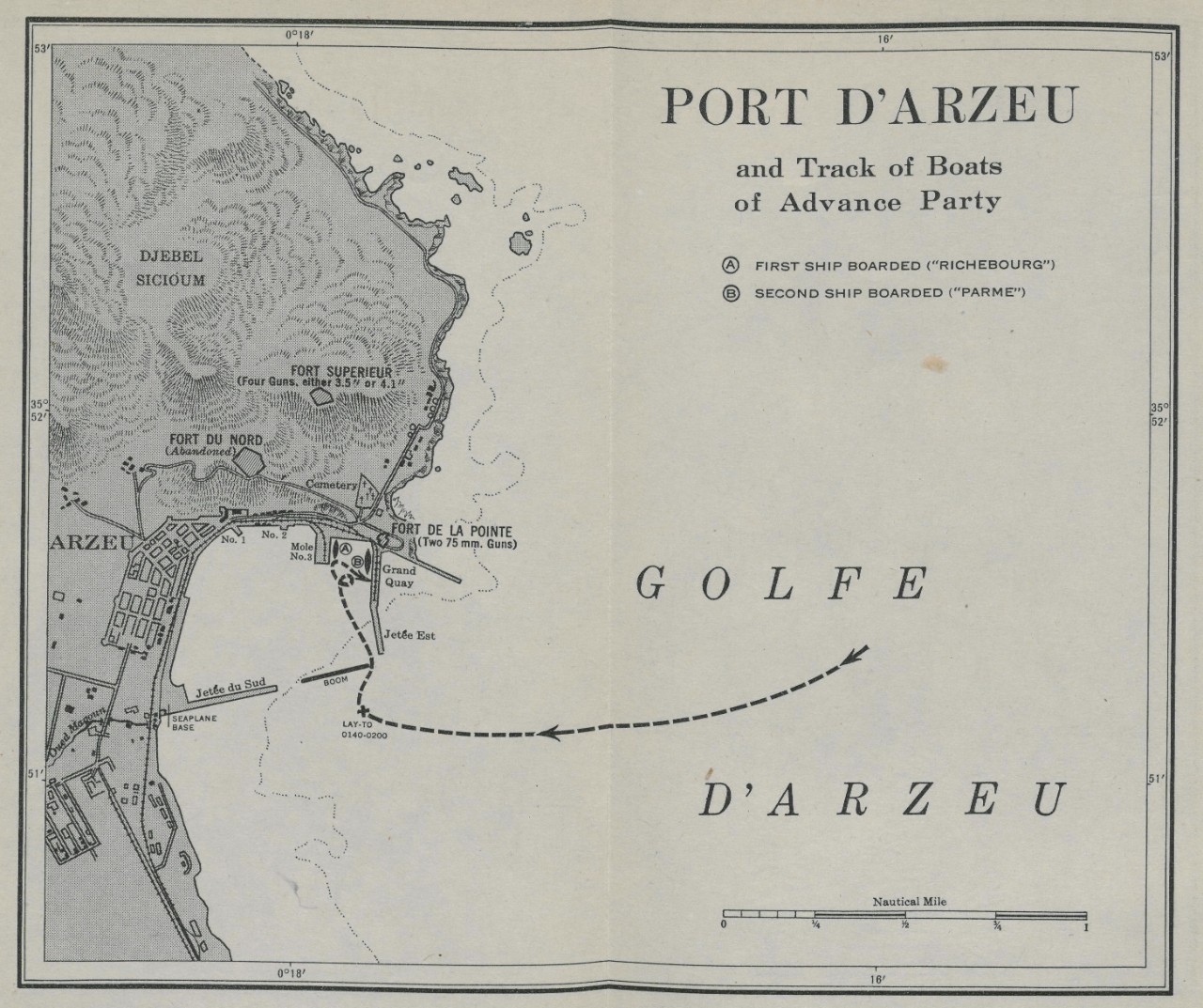 Port D'Arzeu and Track of Boats of Advance Party
