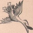 Cartoonish image of a bird flying.