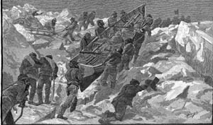Dragging the boats over the ice,  [p.629], De Long, George W.
