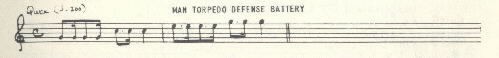 Image of musical score for Man torpedo  defense battery.