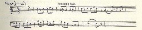 Image of musical score for Swimming call.