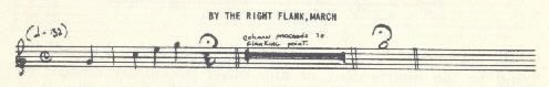 Image of musical score of By the right flank, march.