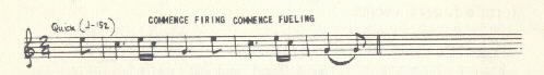 Image of musical score for Commence firing or commence fueling.