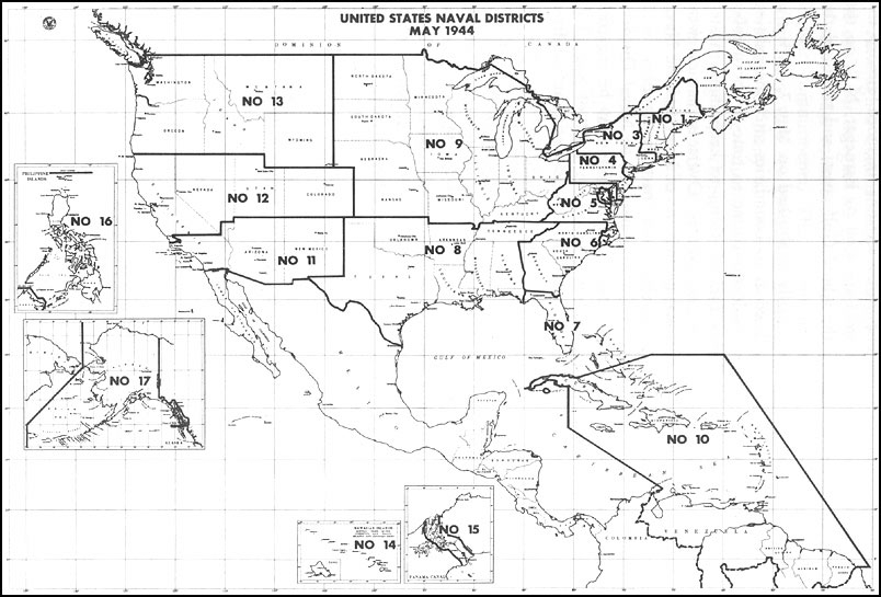 Figure 29 - Map of United States Naval Districts (May 1944)
