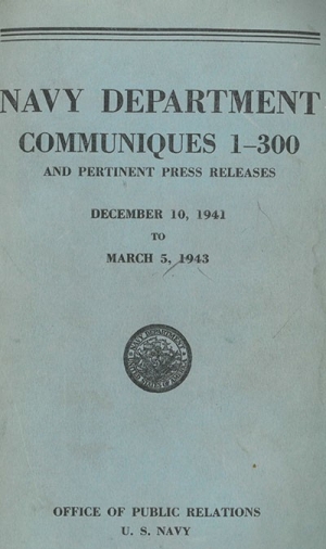 Cover image of Navy Department Communiques, vol. 1.
