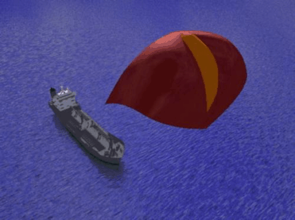 Figure 8. KiteShip Concept Applied to Commercial Cargo Ship