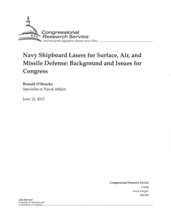 Navy Shipboard Lasers for Surface, Air, and Missile Defense cover image.
