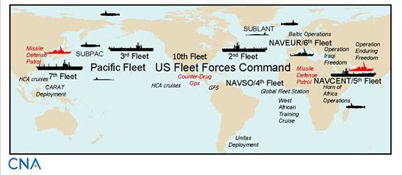 Map showing US Fleet Forces Command.