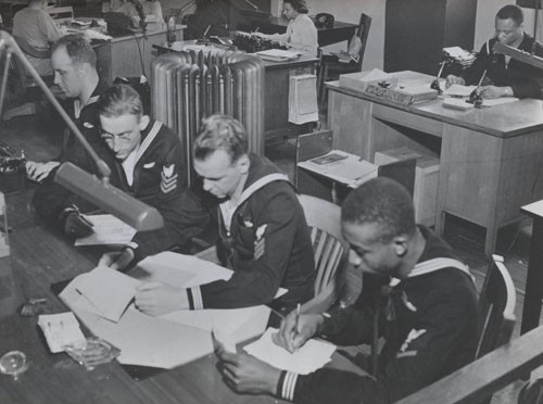 "Supply and disbursing office: US Naval Training School, Hampton Institute, Hampton, Virginia."