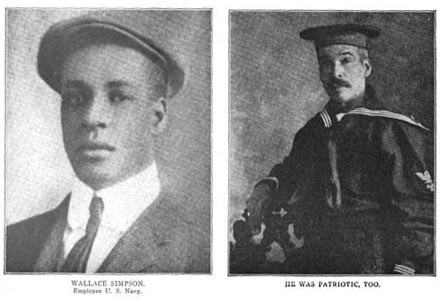 Two portraits: Wallace Simpson (employee US Navy) and 'He was patriotic too" (unknown)