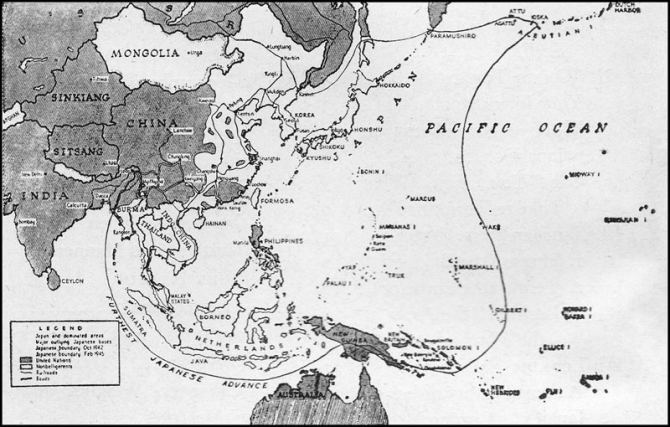 Map: Pacific and Far East.