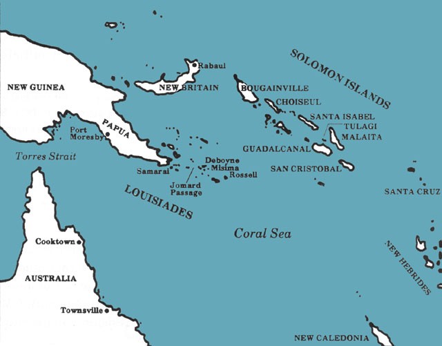 Map: The Coral Sea and Surrounding Area