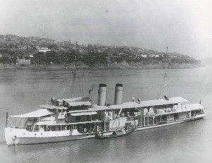 "USS Panay (PR-5)." At her summer moorings, Chungking, Szechuan Province, China, August 1932.