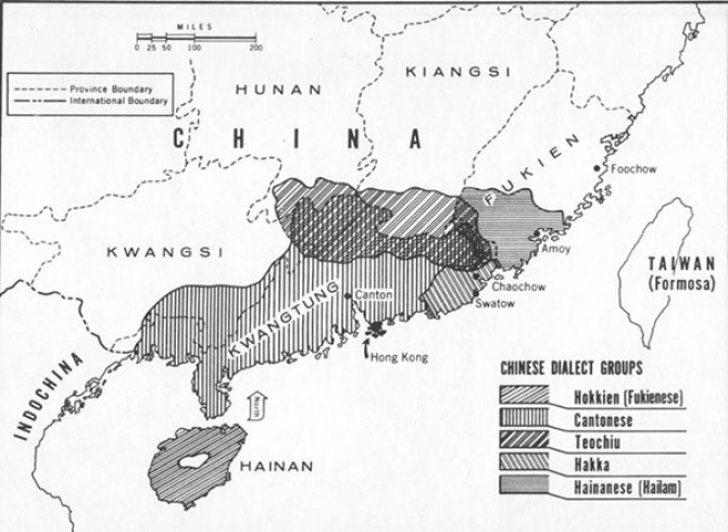 MAP 2. PRINCIPAL PLACES OF ORIGIN OF THE CHINESE IN THE REPUBLIC OF VIETNAM