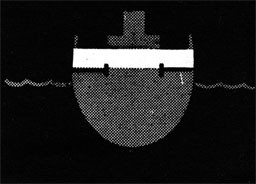 Silhouette of a ship with the 'tween decks highlighted.
