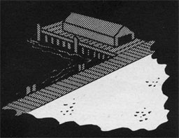 Drawing of a pier and the open storage area near the pier entrances.