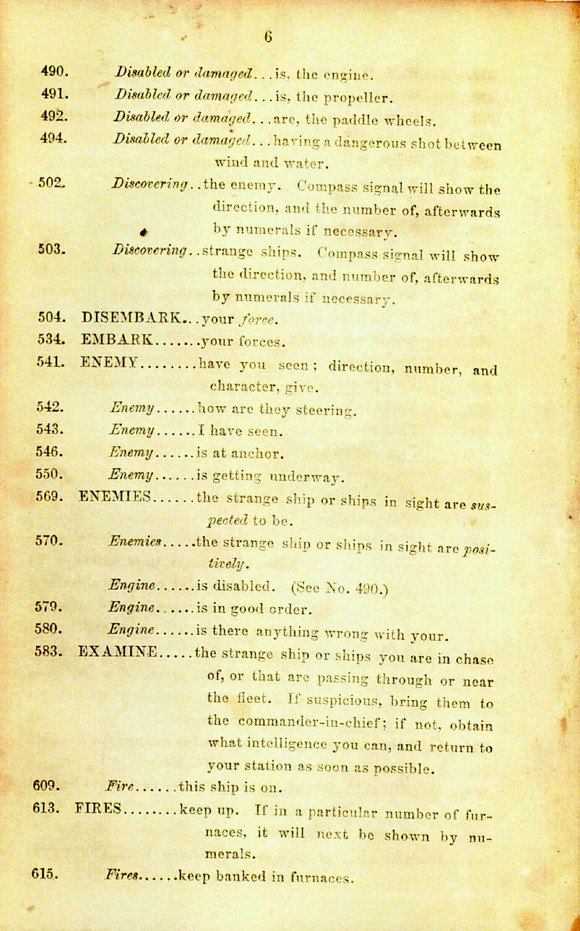 Confederate States Signal Book, page 6.
