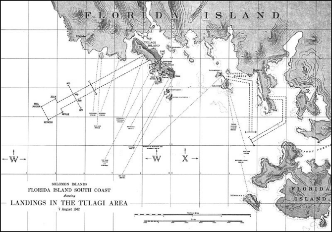 Image of map - 'Landings in the Tulagi Area.'