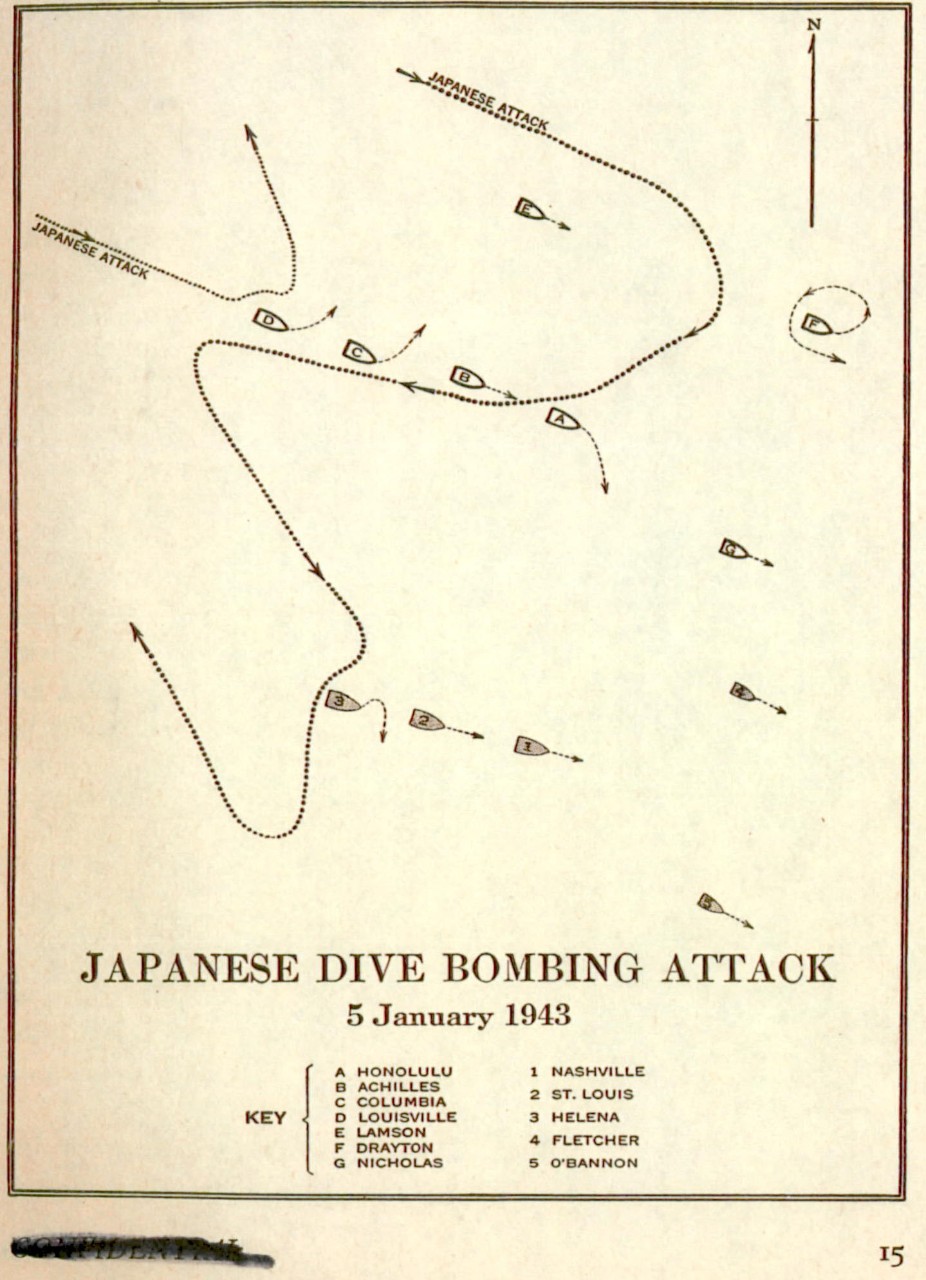 Japanese dive bombing attack 5 January 1943