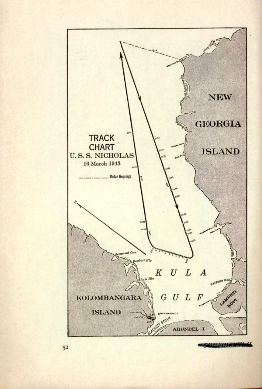 Track Chart USS Nicholas, 16 March 1943