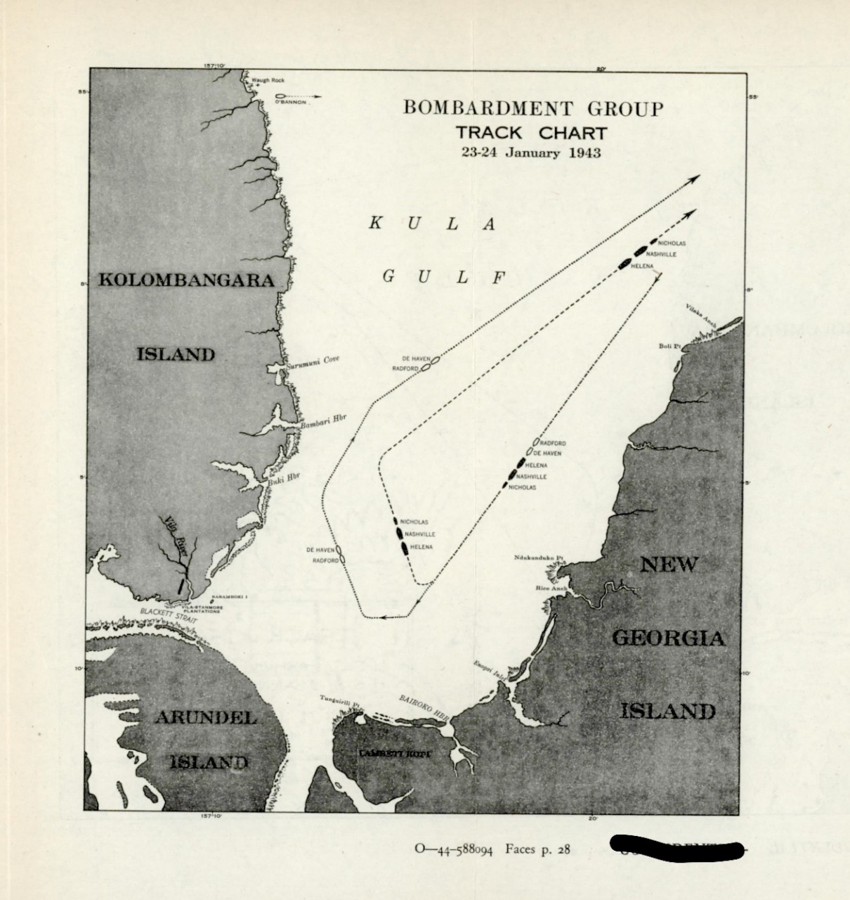 Bombardment Group Track Chart, 23-24 January 1943