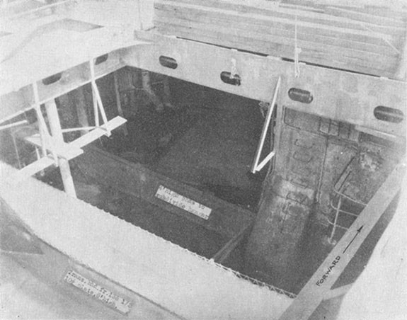 Photo 14: HOUSTON (CL 81) Temporary bulkheads in hangar.