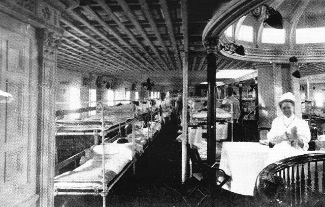Image of Ward room aboard USS Relief. 