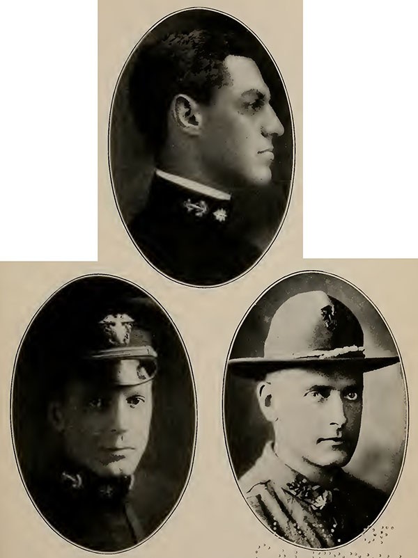 Three portraits in a triangular format - names listed below.