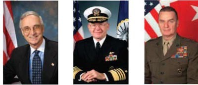 Image - Secretary of the Navy Gordon R. England, CNO Admiral Vern Clark and CMC General James L. Jones