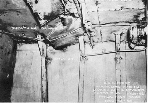 Photo 20: Damage inside Magazine A-511-M. There was no fire here, except what came in through the distorted door - see photo 19.