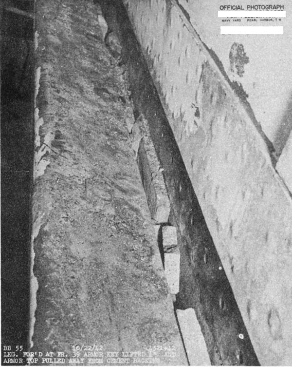 Photo 8. Another view showing relative movement between shell and top of armor belt at frame 39.