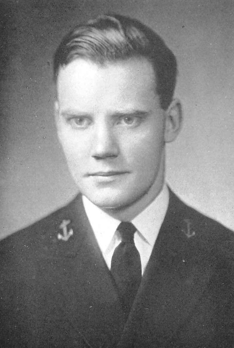 Photo of Captain Robert V.R. Bassett, Jr. copied from the 1935 edition of the U.S. Naval Academy yearbook 'Lucky Bag'