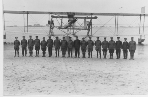 Crews of NC-1, NC-3, and NC-4 at Rockaway Beach, New York, in front of NC-3