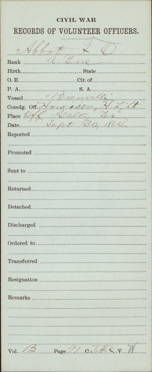 Abbot, Francis O - Civil War Record Sept 1864