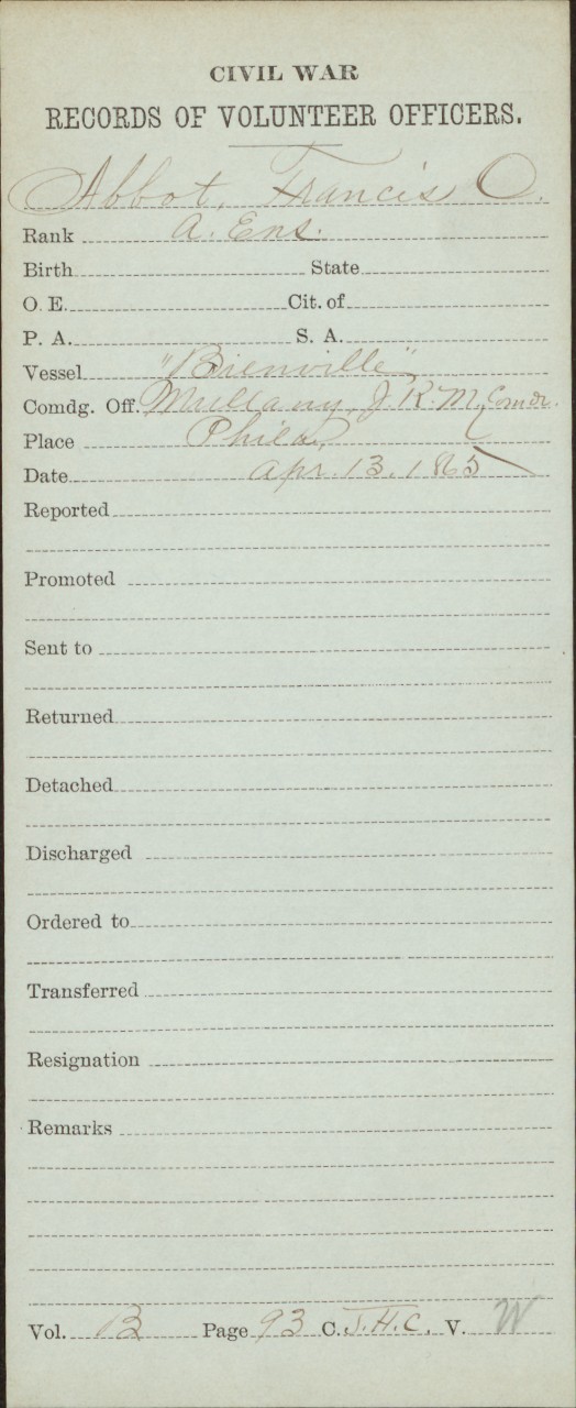 Abbot, Francis O - Civil War Record Apr 1865