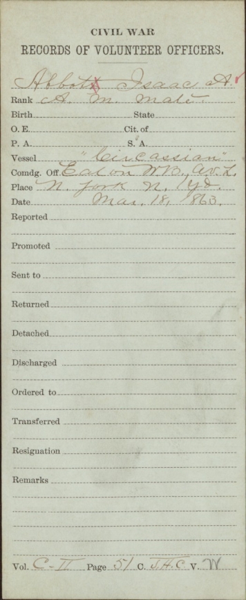 Abbot, Isaac A - Civil War Record Mar 1863