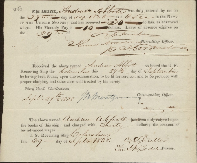 Abbott, Andrew Pay record 1838_front
