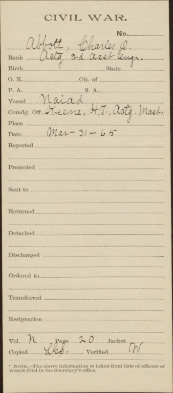 Abbott, Charles C - Civil War Record Mar 1864.tif
