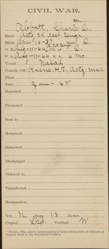 Abbott, Charles C - Civil War Record Jan 1865.tif
