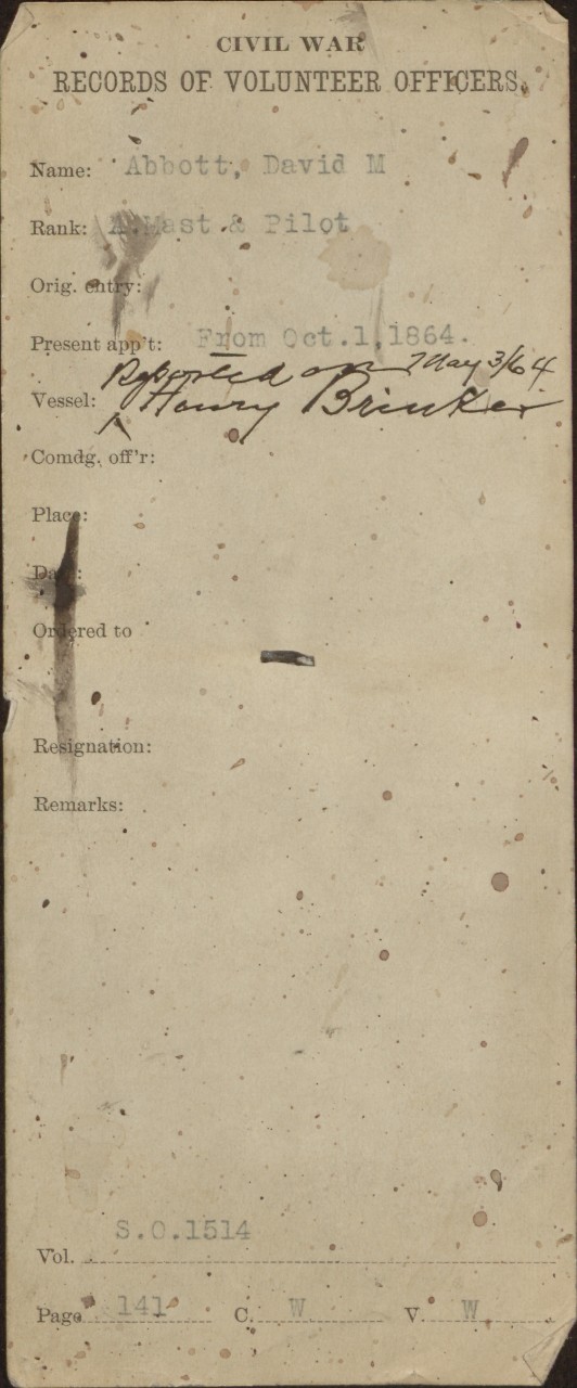Abbott, David M - Civil War Record Oct 1, 1864