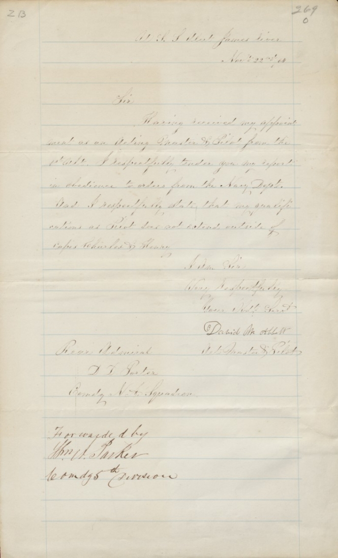 Abbott, David M - Letter to RADM DD Porter 1864_front