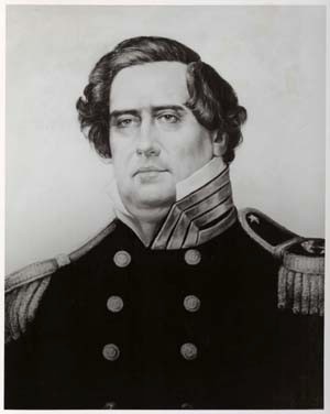Captain Matthew C. Perry, USN - a photograph of an oil by Orlando S. Lagman, USN, after an earlier painting done circa 1853. The original measures 20" x 24" and was painted in 1967, and displayed that year at the Naval History Display Center as p...
