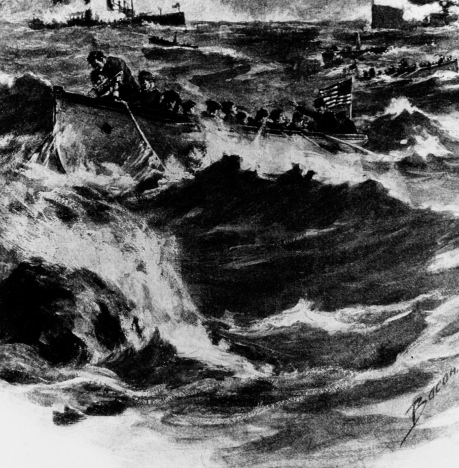 An engraving of naval action off the coast of Cuba.